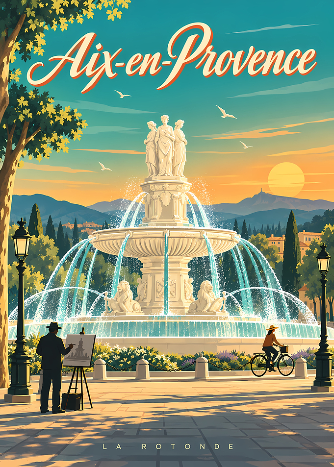 Aix-en-Provence La Rotonde Travel Poster