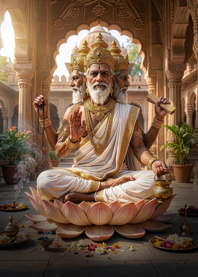 Lord Brahma Meditating on Lotus