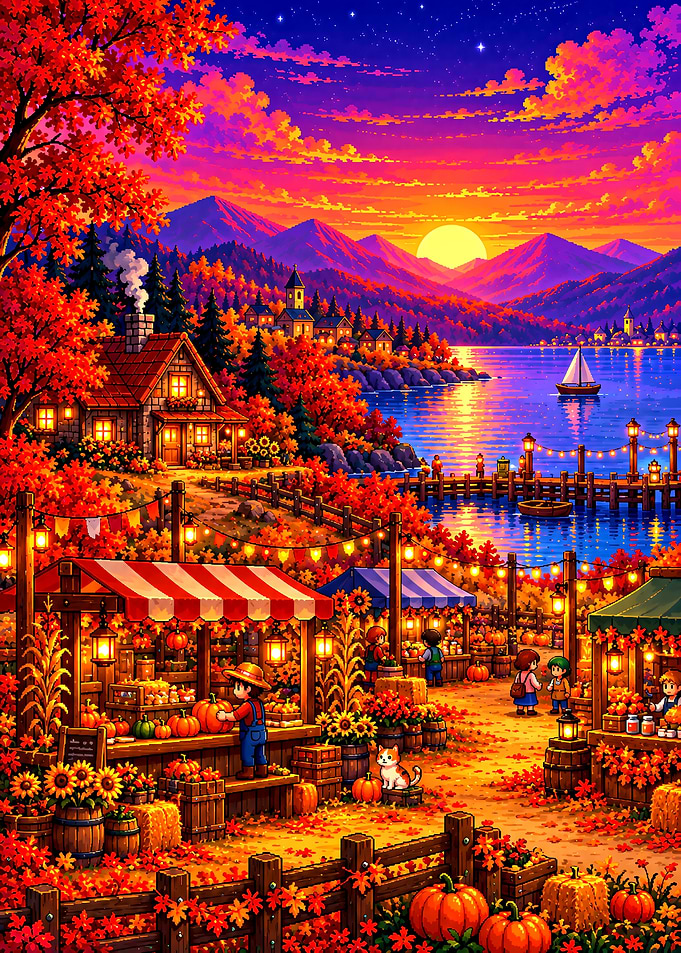 Stardew Valley Vibrant Autumn Harvest Festival Scene