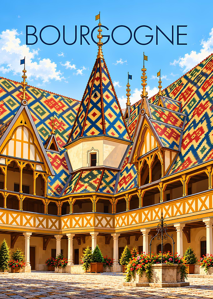 Hospices de Beaune Bourgogne Travel Poster