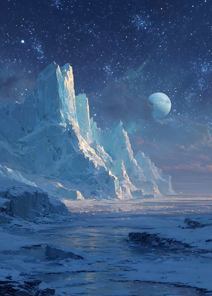 Starlit Arctic Ice Landscape