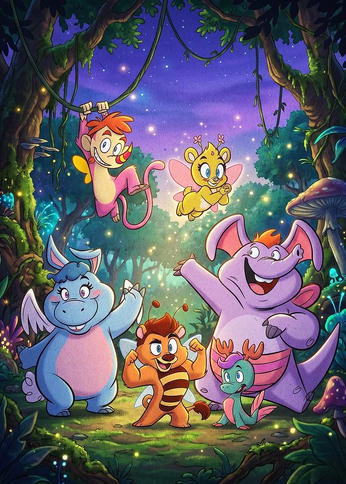 Jungle Animals Cute Cartoon Art
