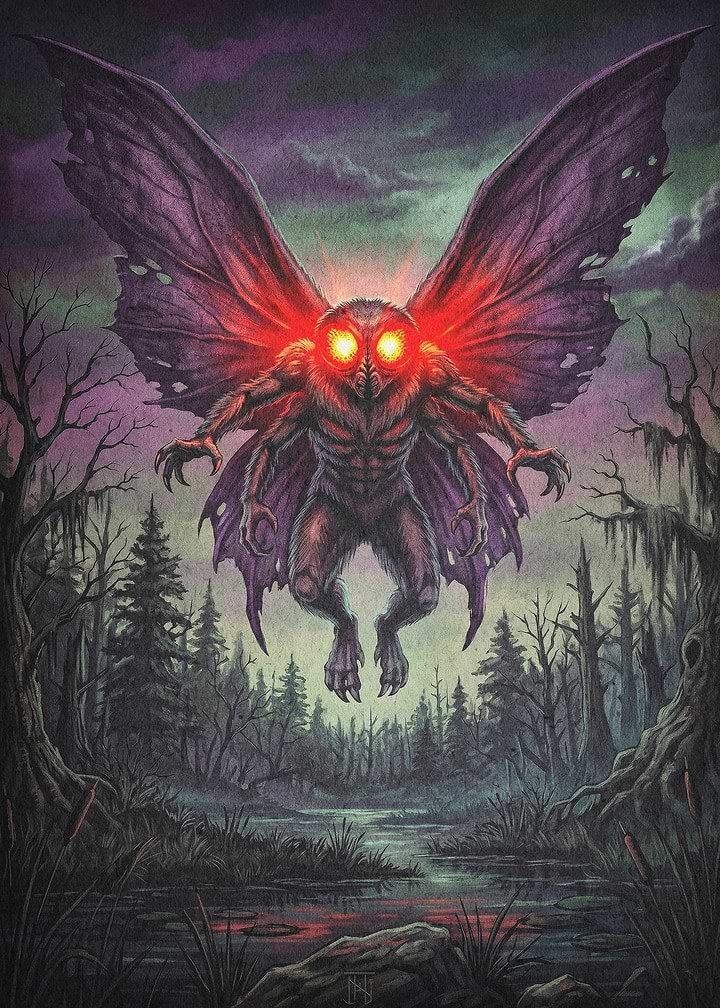 Mothman Cryptid Monster Dark Art