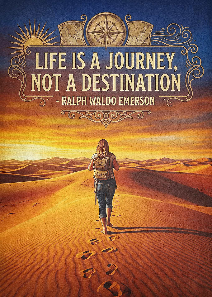 Journey Quote Vintage Travel Art