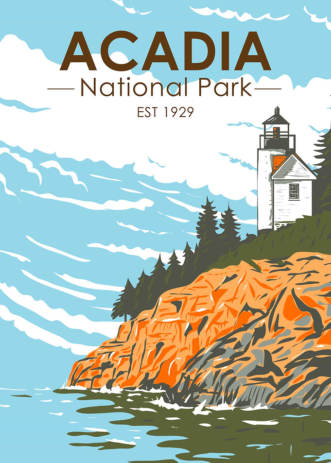 Acadia National Park Vintage Poster