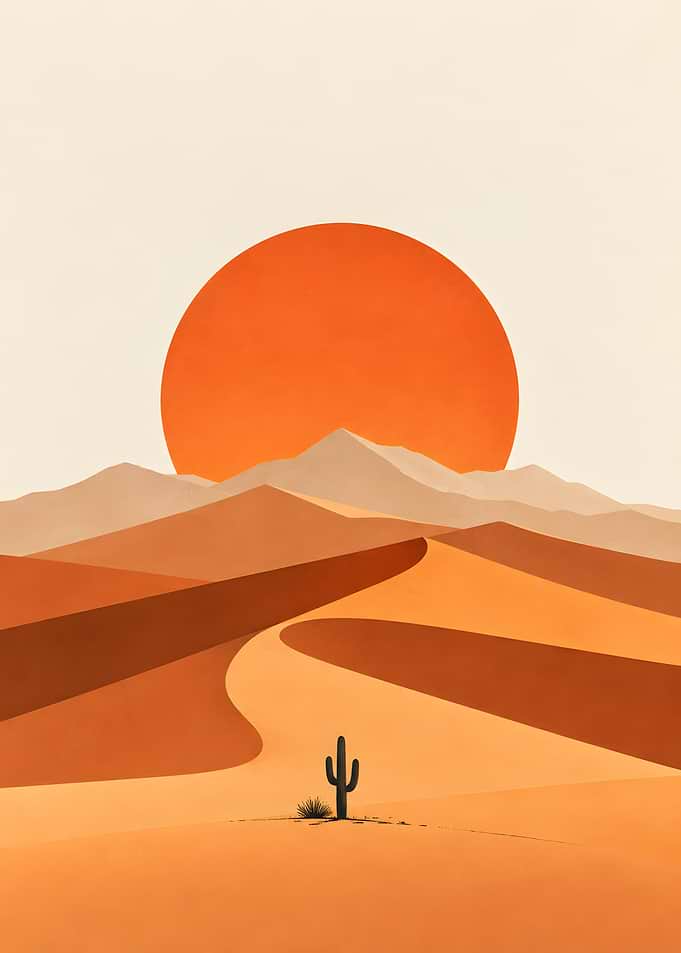 Desert Sand Dunes Orange Sun Sunset