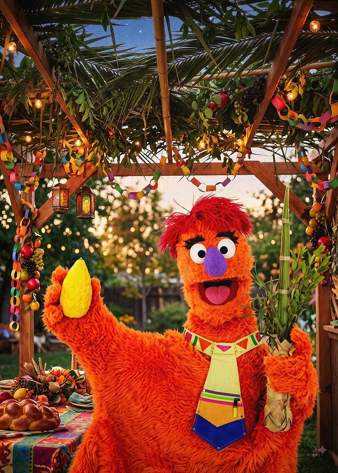 Orange Puppet Sukkot Festival Art