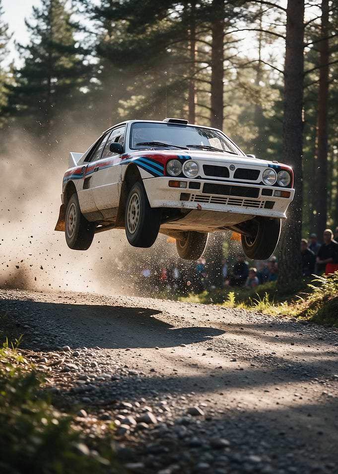 Lancia Delta S4 Rally Car Jumping