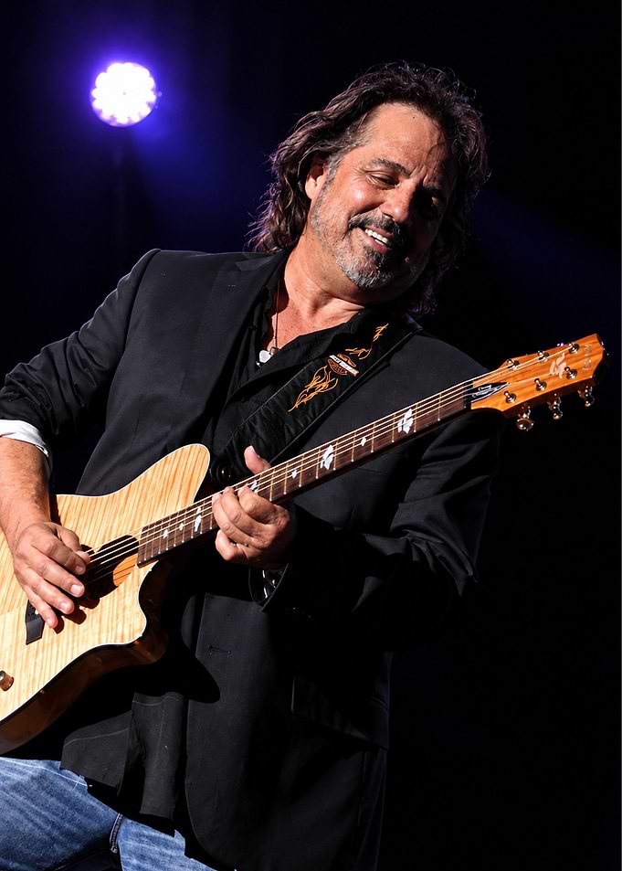 Musician Playing Acoustic Guitar on Stage