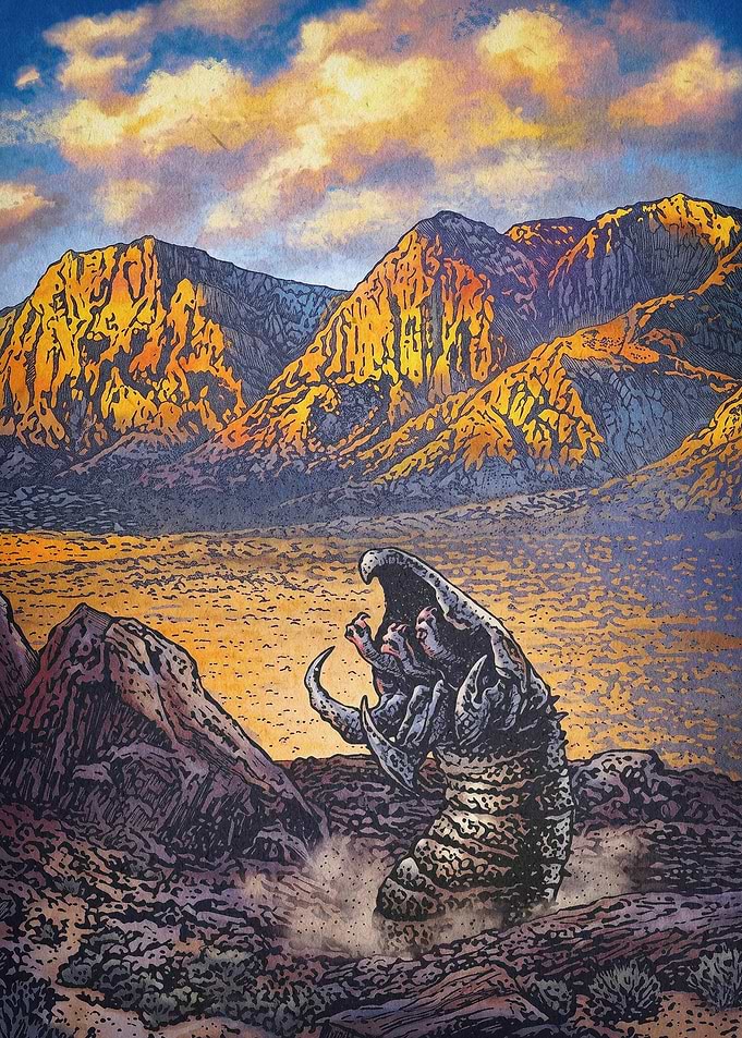 Desert Worm Sci-Fi Retro Art
