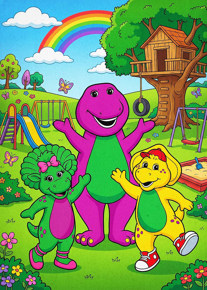Purple Dinosaur Playground Poster