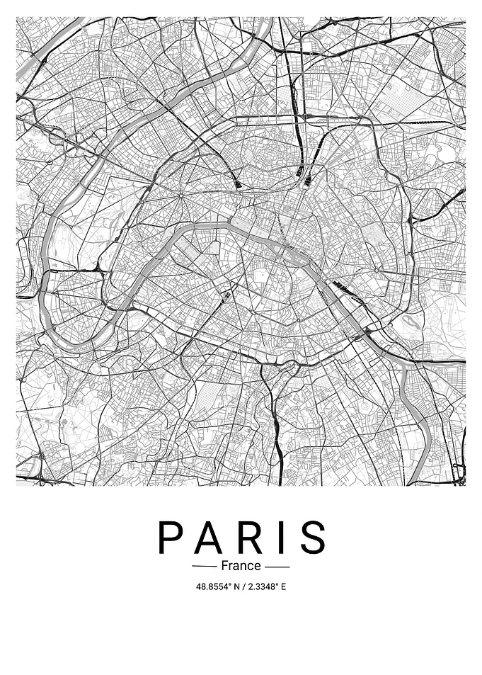 Minimalist Paris City Map Poster France