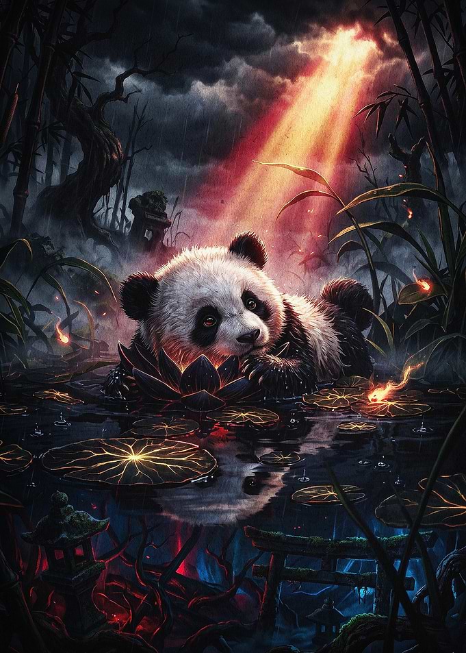 Panda Spirit Dark Fantasy Art