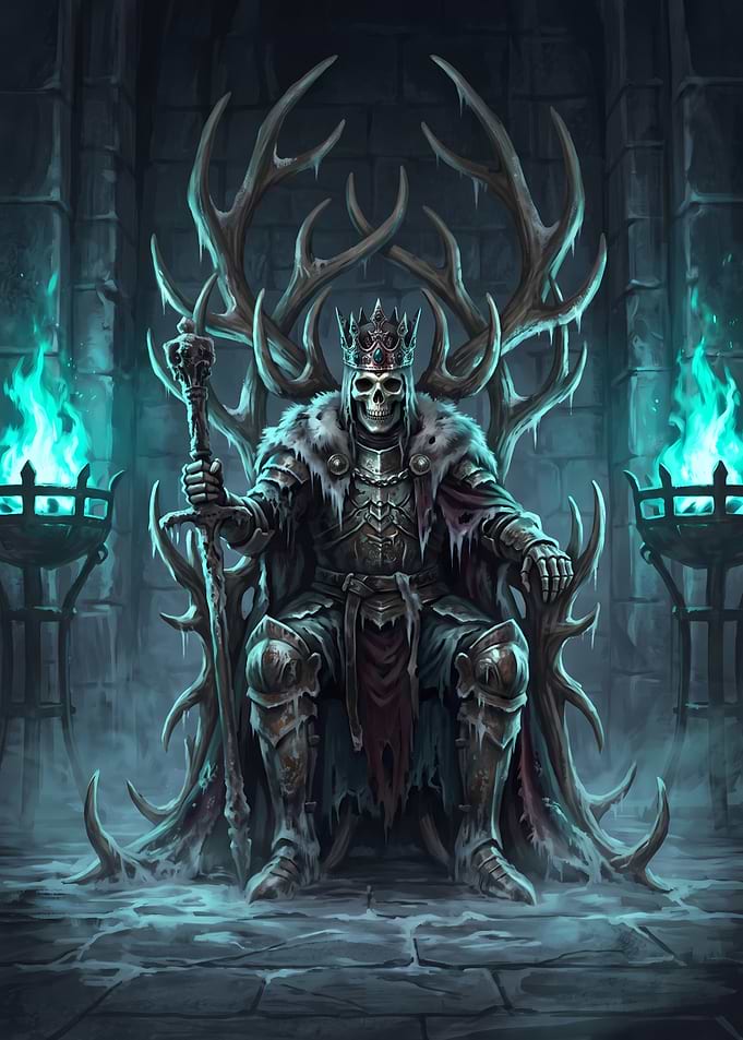 Undead Skeleton King on the Antler Throne