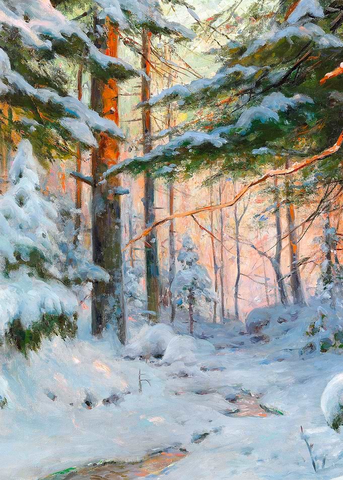 Snowy Winter Forest Landscape Painting