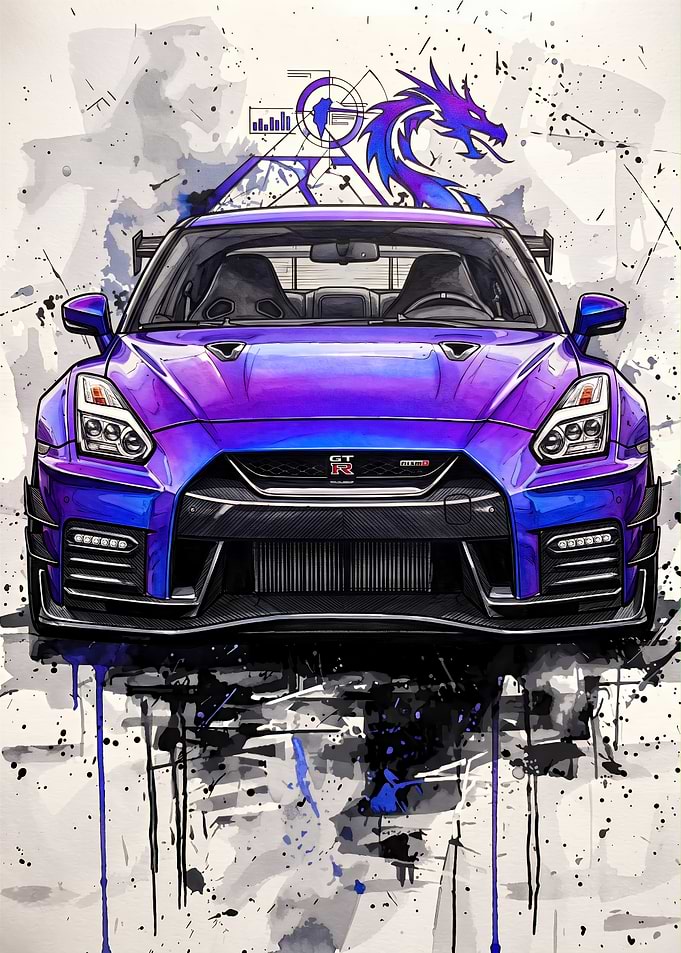 Nissan GT-R Nismo Watercolor Art