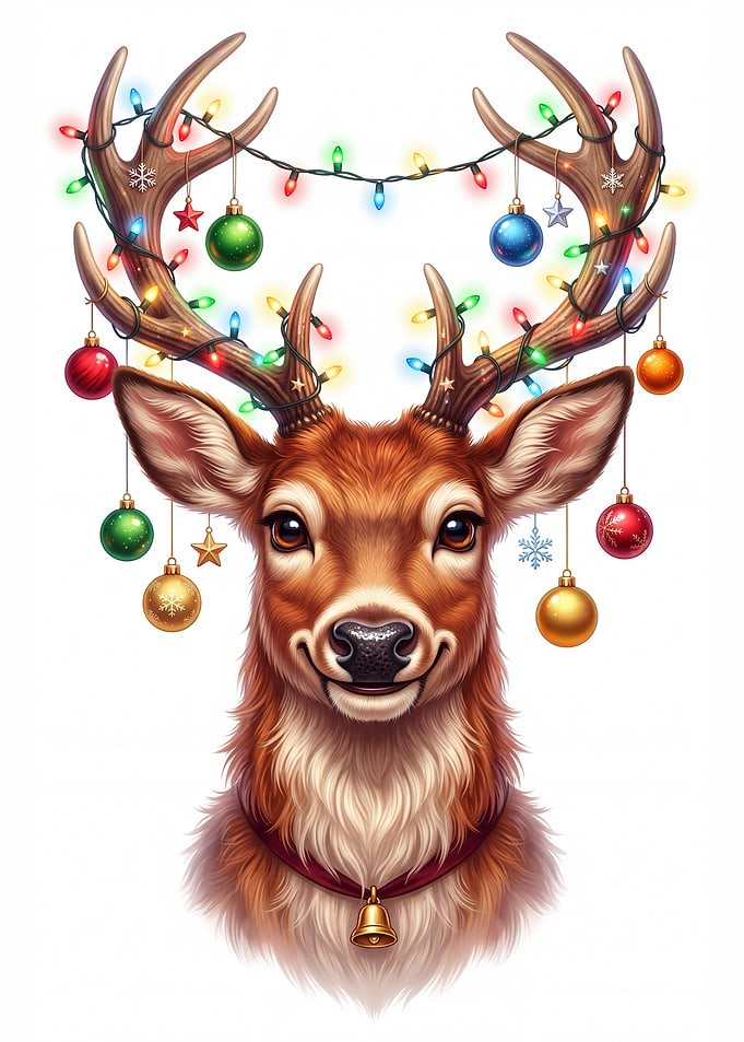 Festive Reindeer with Christmas Ornaments