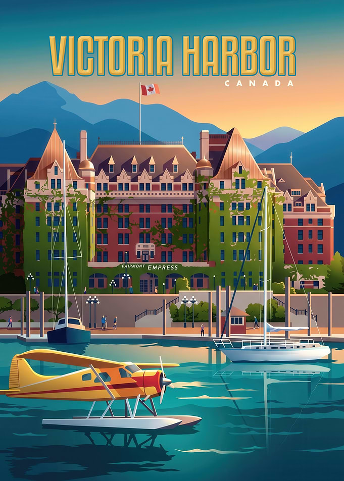 Victoria Harbor Canada Travel Poster