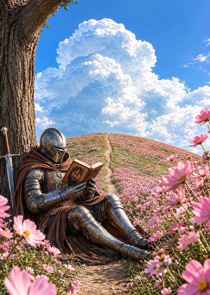 Knight Reading Under a Tree