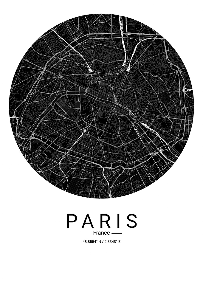 Minimalist Paris City Map France Poster