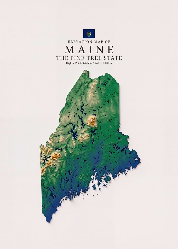 Elevation Map of Maine