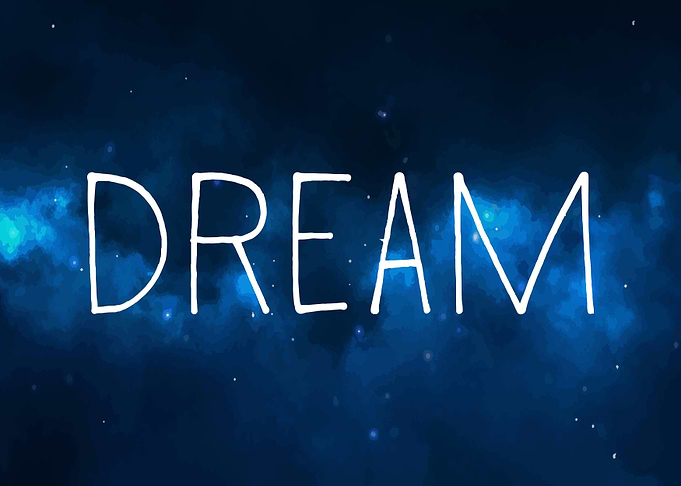 Dream Text Art on Galaxy Background