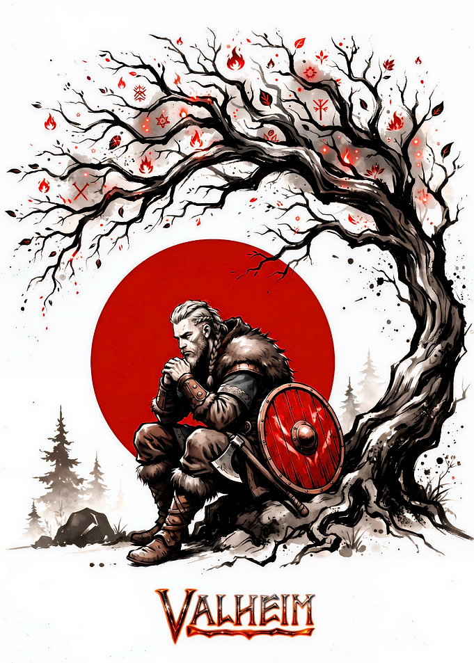 Valheim Viking Warrior Under Tree