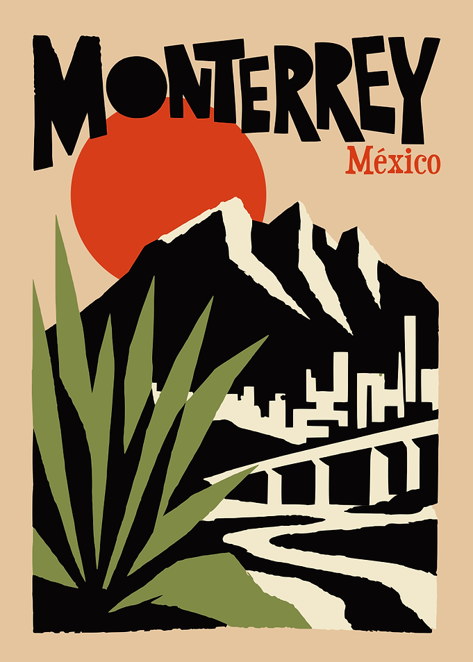 Monterrey Mexico Vintage Travel Poster