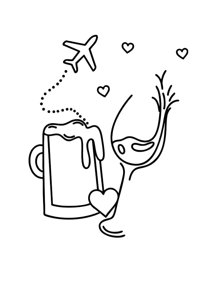 Travel and Drinks Line Art
