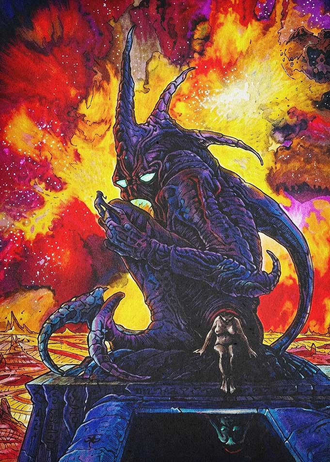 Cosmic Demon Fantasy Art Poster