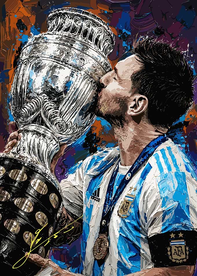Lionel Messi Kissing Copa America Trophy