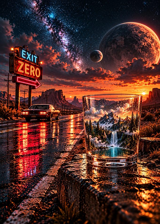 Surreal Desert Roadside Landscape Glass
