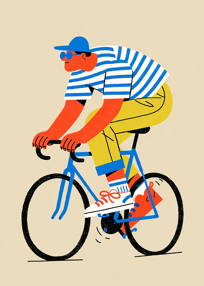Stylized Illustration of a Cyclist