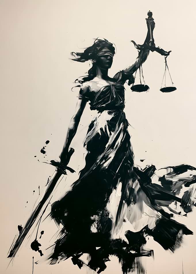 Lady Justice Ink Wash Painting