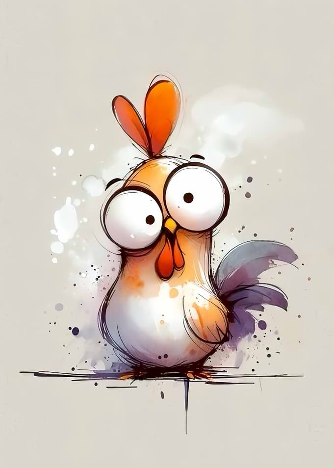 Whimsical Cartoon Chicken Illustration