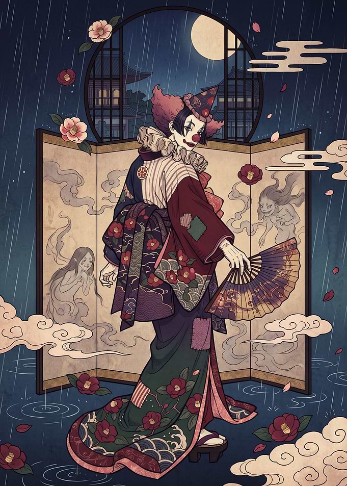 Clown in Traditional Japanese Kimono