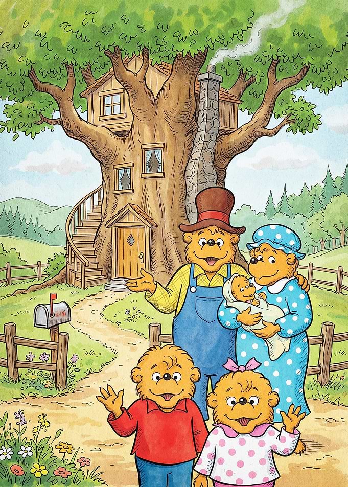 Treehouse Family Cartoon Poster