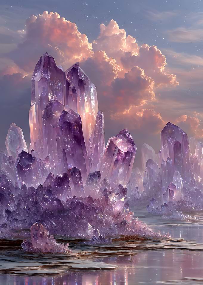 Ethereal Amethyst Crystal Landscape