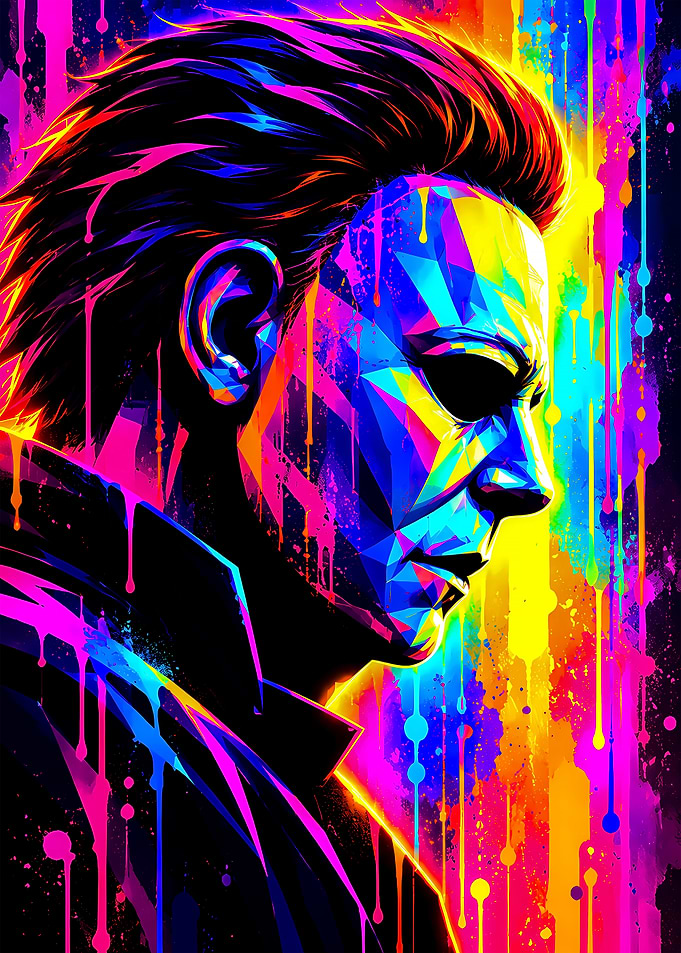 Neon Pop Art Michael Myers Portrait