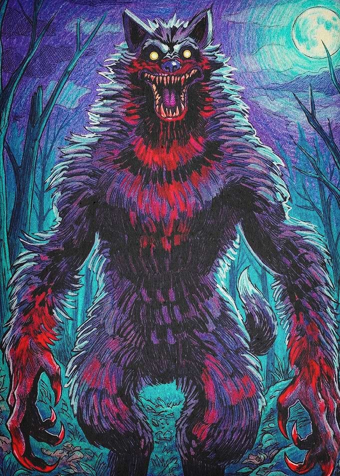 Werewolf Cryptid Horror Art Poster