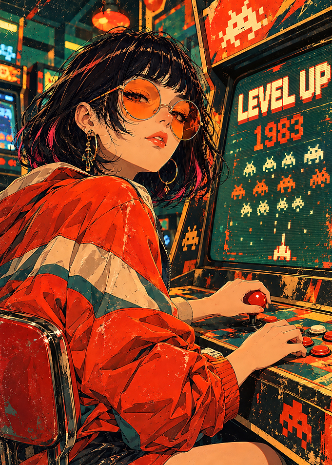 Retro Arcade Gaming Girl