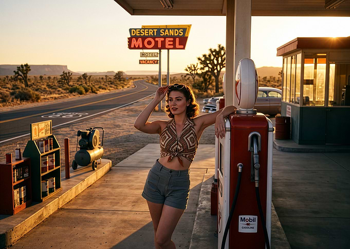 Desert Sands: Vintage Desert Gas Station Pinup