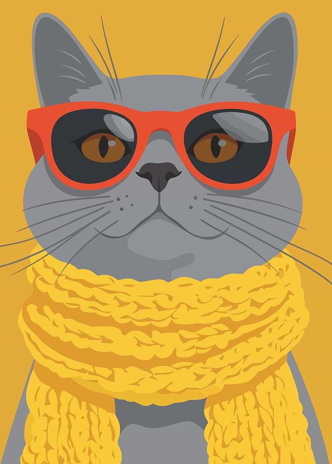 Cool Cat with Yellow Scarf