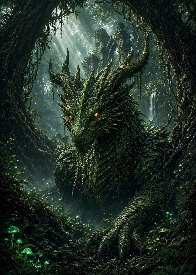 Majestic Forest Dragon Guardian