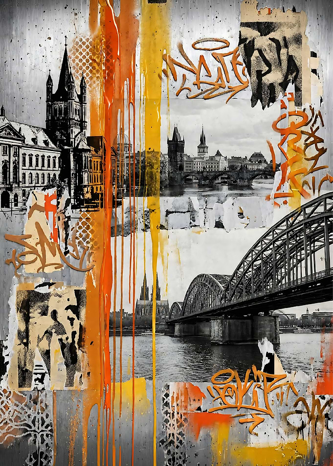 Urban Collage of Cologne Cityscape