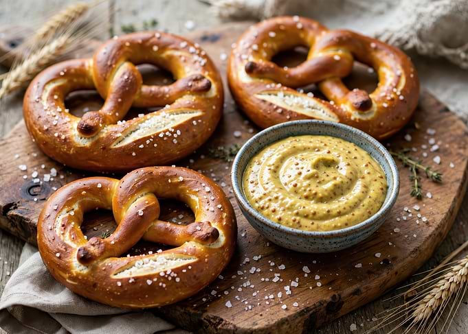 Freshly Baked Pretzels with Mustard