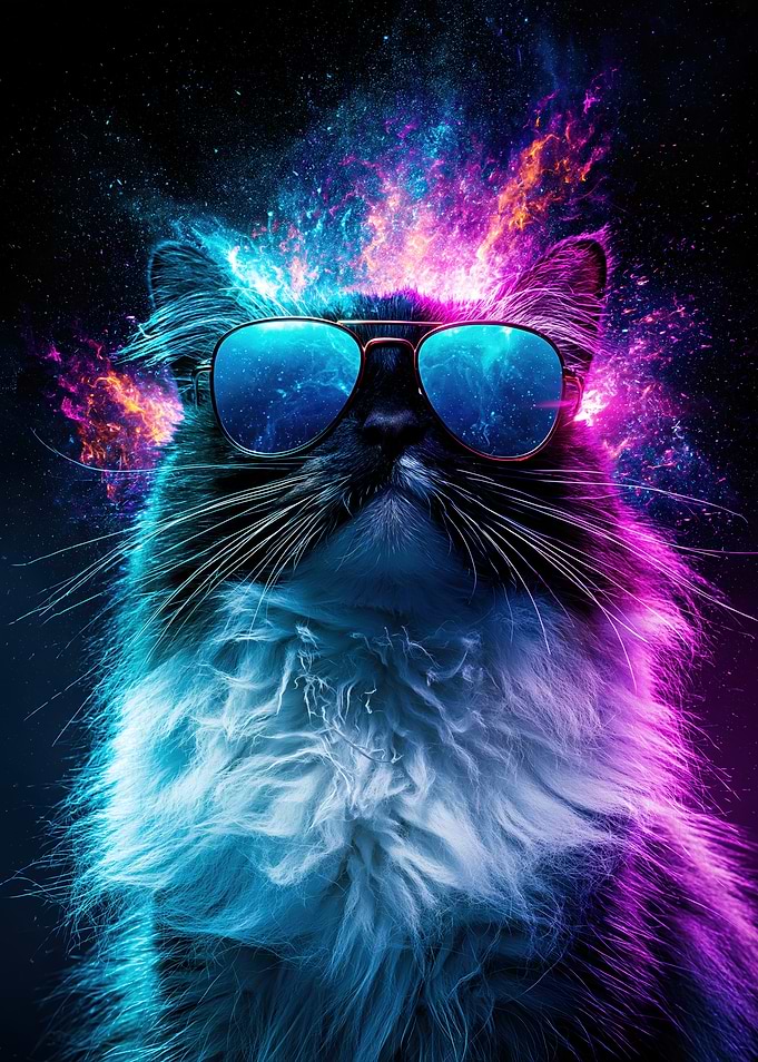 Cosmic Cat Wearing Sunglasses