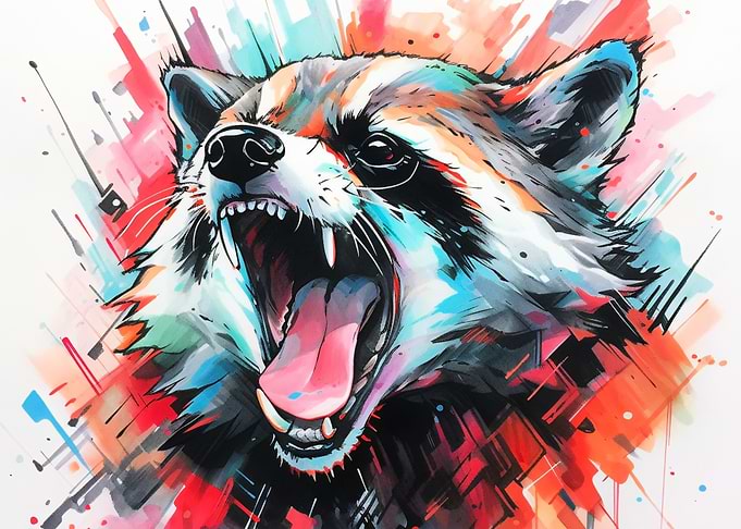Abstract Colorful Raccoon Portrait