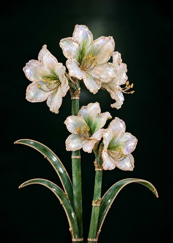 White Amaryllis Gemstone Flower