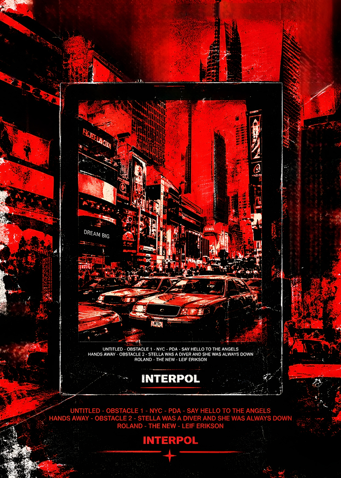 Interpol Band Poster Red Cityscape